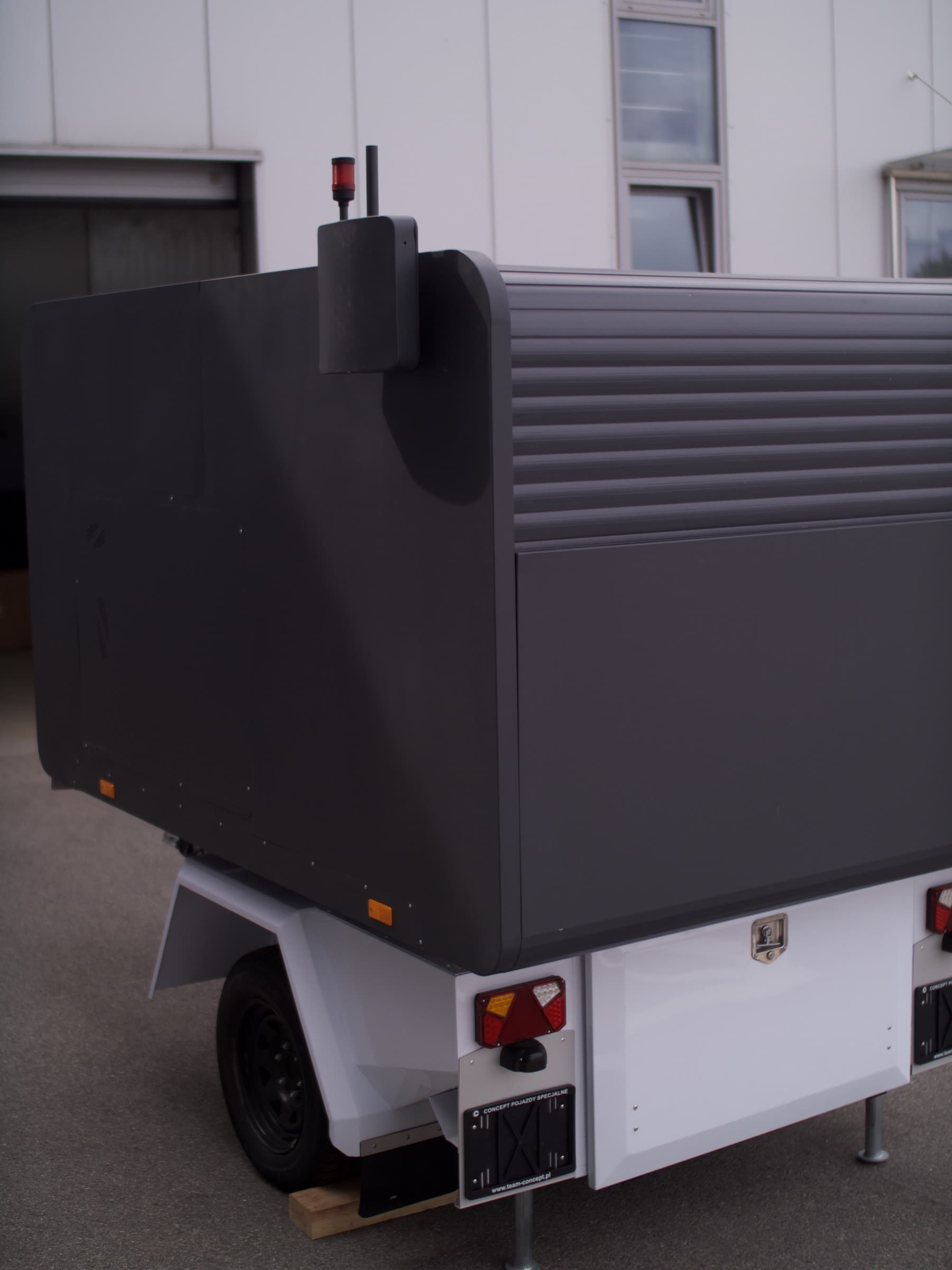 The Dronehub mobile hub staged for autonomous launch and recovery during moving operations.