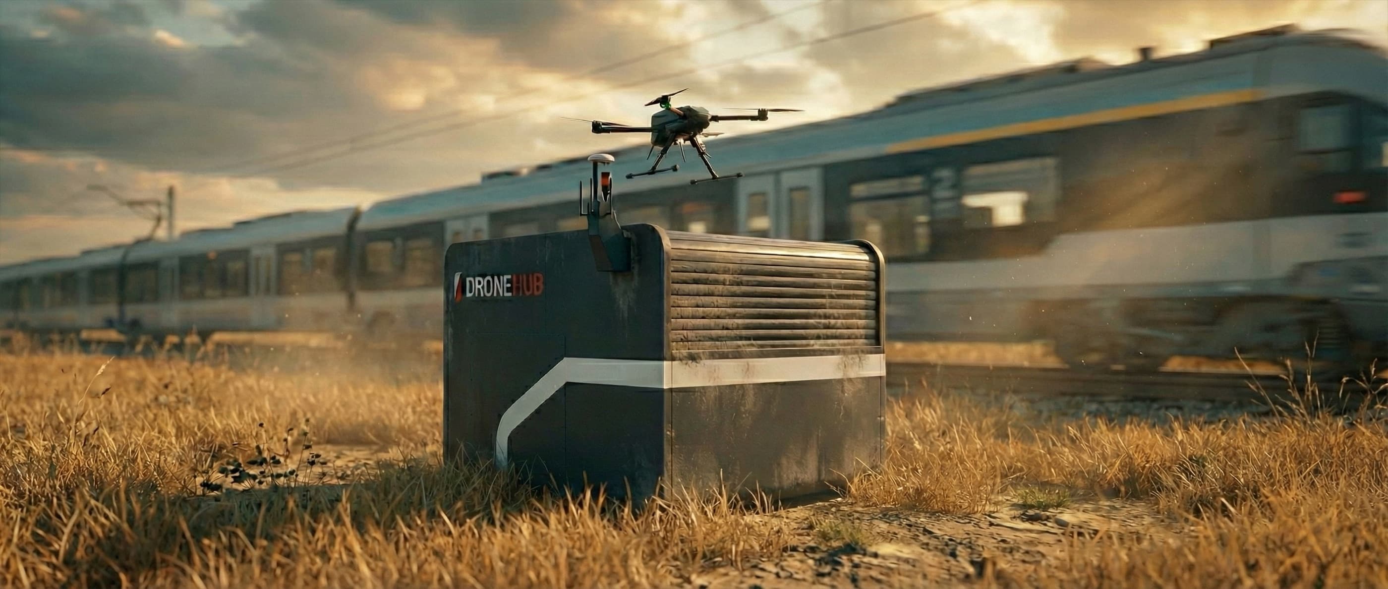 Dronehub monitoring hub deployed in the field for continuous infrastructure inspection