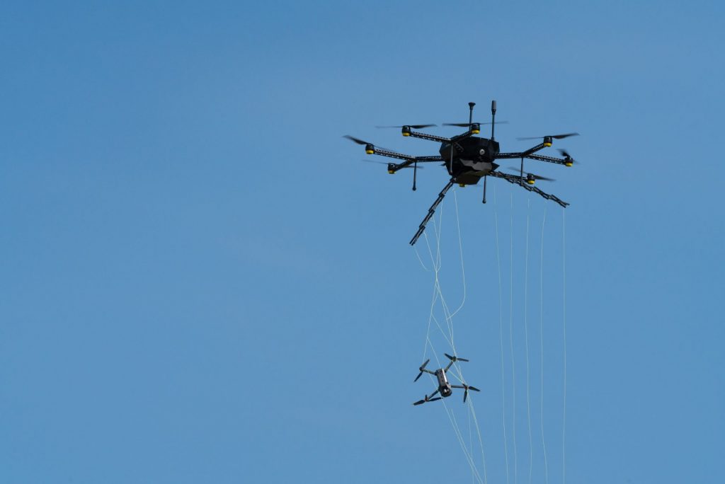 Drone catcher uses net to protect skies